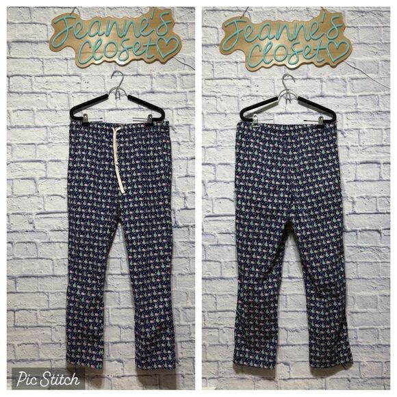 Vineyard Vines Logo Men Deep Bay Blue Whale Xmas Tree Print Lounge Pants M - Picture 13 of 13